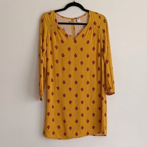 Old Navy Yellow Floral Long Sleeve Mini Dress